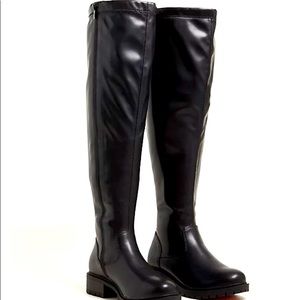 OVER THE KNEE BOOT - STRETCH FAUX LEATHER BLACK (WW)  Size 11